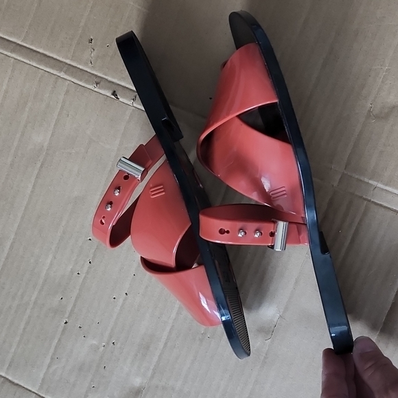 Melissa + Jason Wu burnt orange Diane slip on sandals-7 - Picture 6 of 7